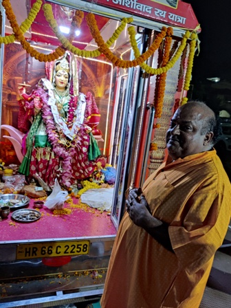 अग्रोहा शक्तिपीठ से भुवनेश्वर पहुंचे अग्र कुलदेवी महालक्ष्मी जी के रथ का हुआ भुवनेश्वर में भव्य स्वागत