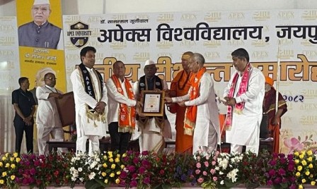 एपेक्स यूनिवर्सिटी, जयपुर ने प्रदान की  डॉ. अच्युत सामंत को मानद डॉक्टरेट की डिग्री
